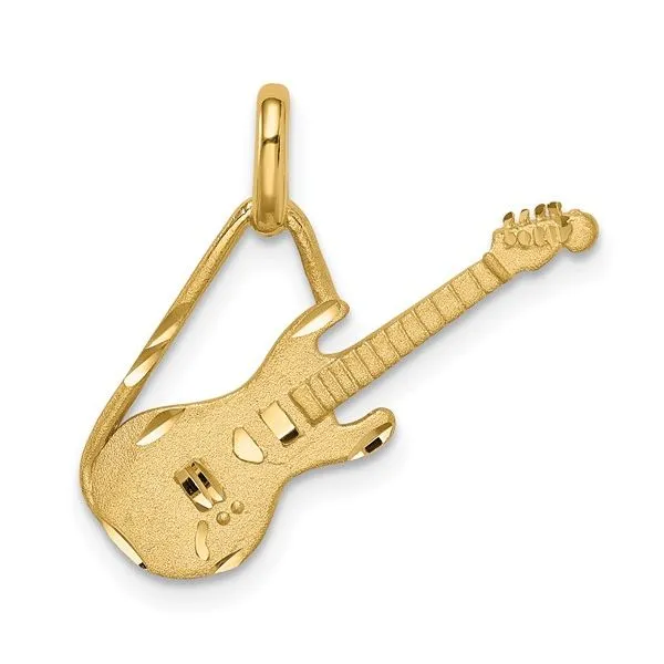 14k Yellow Gold Brushed and Diamond Cut Electric Guitar Charm Minor Jewelry Inc. Nashville, TN
