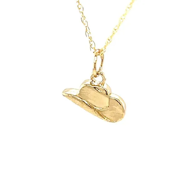 14K Yellow Gold Cowboy Hat Pendant Necklace Image 3 Minor Jewelry Inc. Nashville, TN