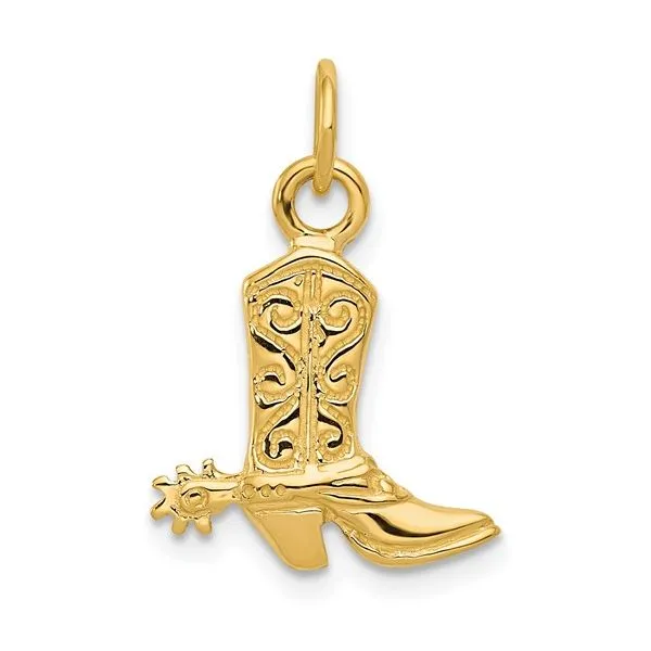 14K Yellow Gold 3-D Cowboy Boot Charm