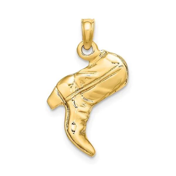 14K Yellow Gold 3-D Cowboy Boot Charm