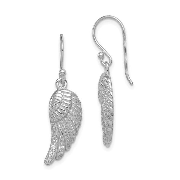 Sterling Silver Angel Wing Earrings with Cubic Zirconia Stones Minor Jewelry Inc. Nashville, TN
