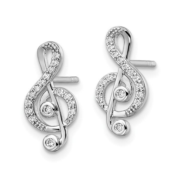 Silver Music Note Earrings with CZ Stones Image 2 Minor Jewelry Inc. Nashville, TN