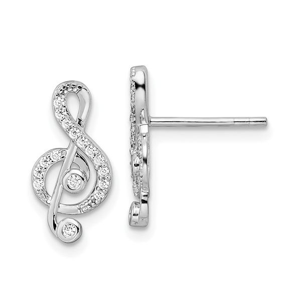 Silver Music Note Earrings with CZ Stones Minor Jewelry Inc. Nashville, TN