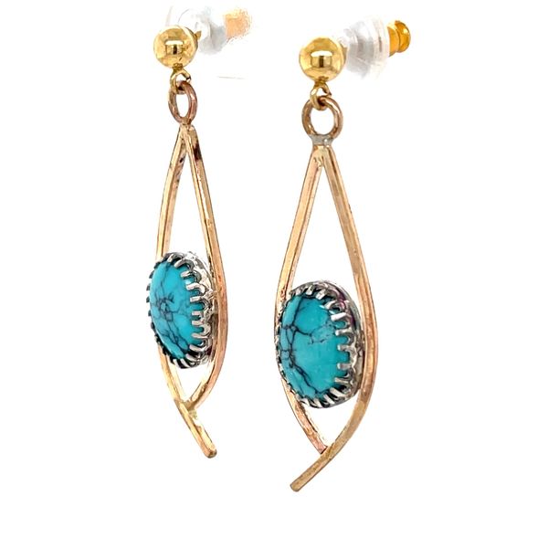 14K Yellow Gold Filled Turquoise Earrings Image 2 Minor Jewelry Inc. Nashville, TN