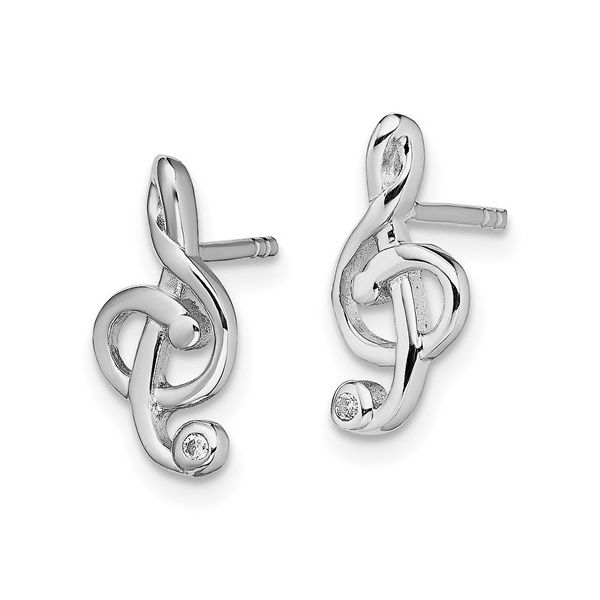 Silver Music Note Earrings Image 2 Minor Jewelry Inc. Nashville, TN