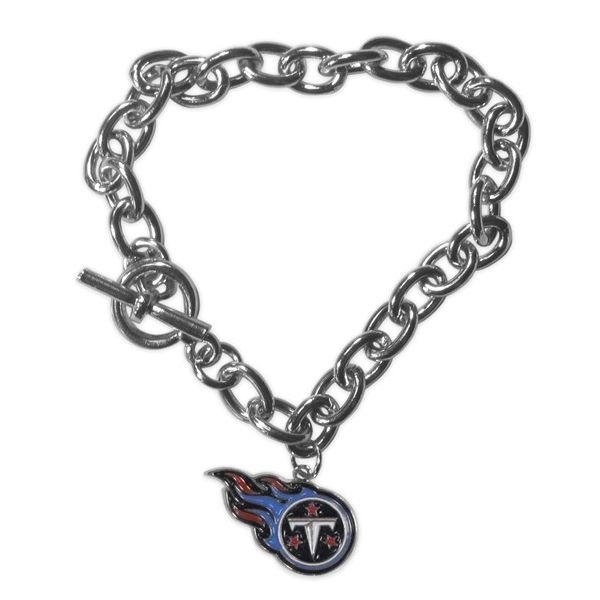 Stainless Steel Tennessee Titans Charm Bracelet