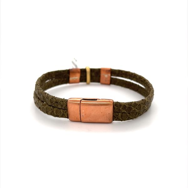 Green Leather and Copper Bracelet Minor Jewelry Inc. Nashville, TN