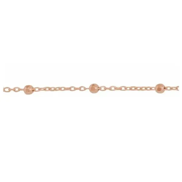 14K Rose Gold Pop n Dazzle Beaded Cable Chain Permane...