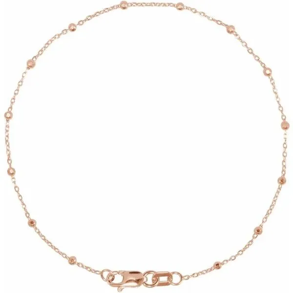 14K Rose Gold Pop n Dazzle Beaded Cable Chain Bracelet