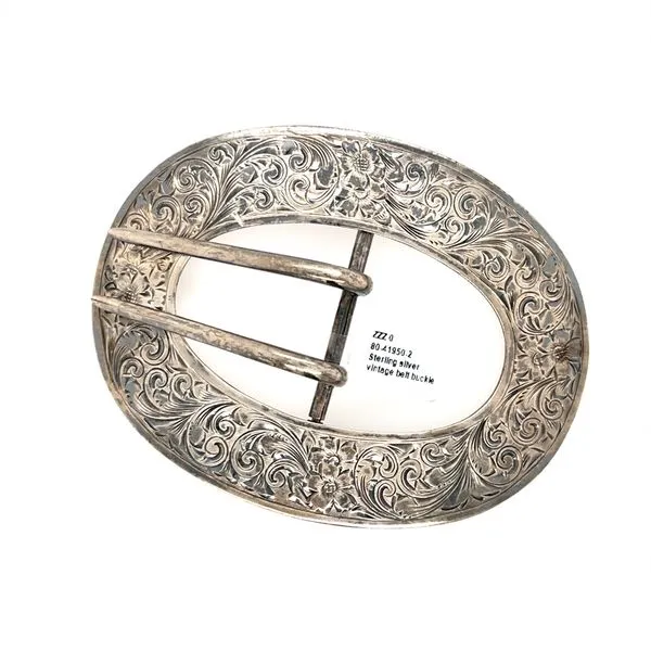 Estate Sterling Silver Vintage Filigree Belt Buckle