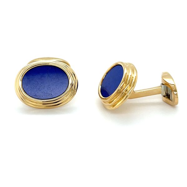 18K Yellow Gold Estate Lapis Lazuli Cufflinks Image 2 Minor Jewelry Inc. Nashville, TN