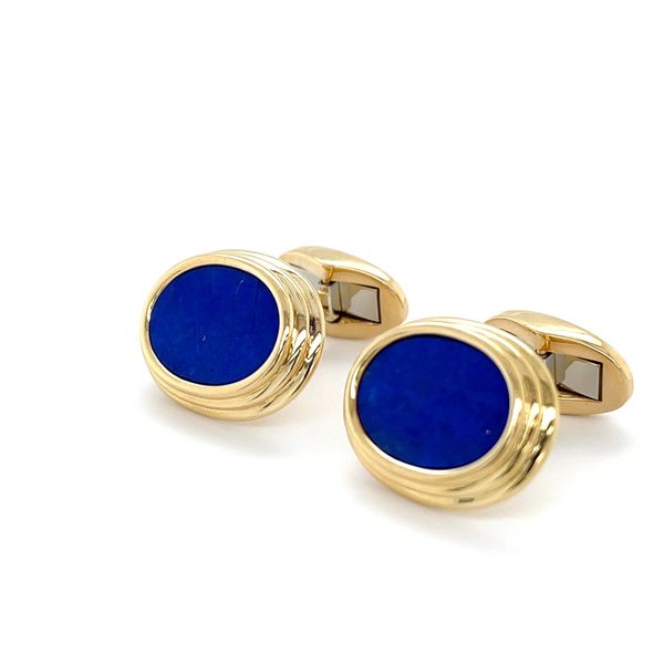 18K Yellow Gold Estate Lapis Lazuli Cufflinks Image 3 Minor Jewelry Inc. Nashville, TN