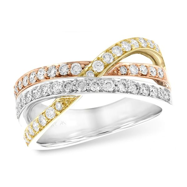 Tri Tone Gold Diamond Ring by Allison Kaufman Mitchell's Jewelry Norman, OK