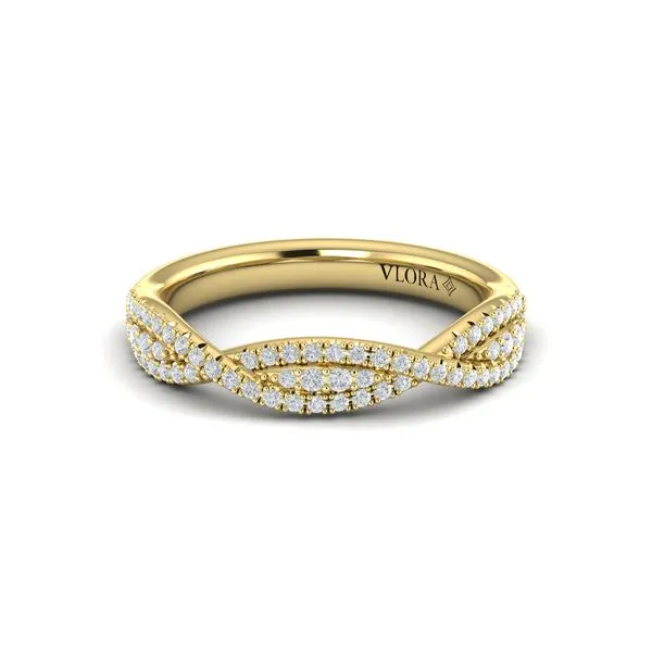Yellow Gold Twist Diamond Wedding Band Image 2 Mitchell's Jewelry Norman, OK