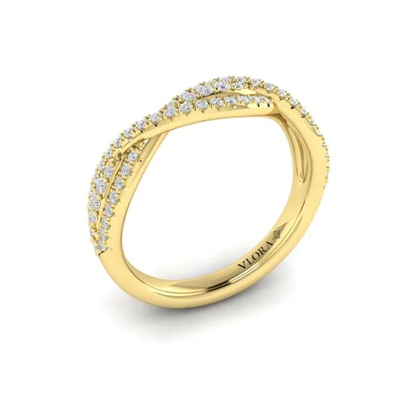 Yellow Gold Twist Diamond Wedding Band Image 3 Mitchell's Jewelry Norman, OK