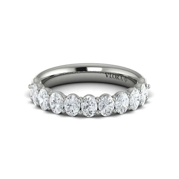 White Gold Diamond Oval Wedding Band Image 2 Mitchell's Jewelry Norman, OK