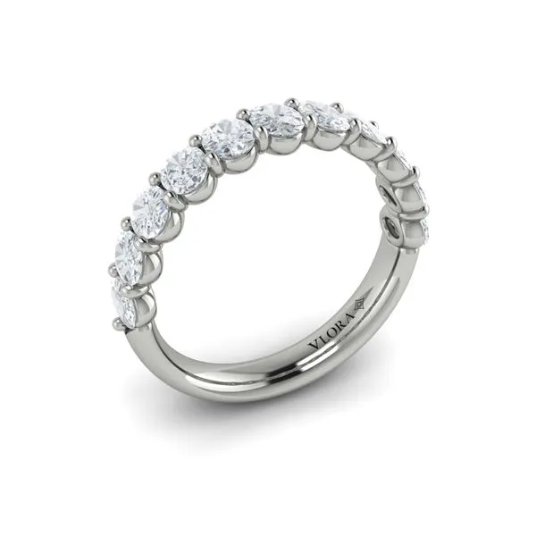 White Gold Diamond Oval Wedding Band Image 3 Mitchell's Jewelry Norman, OK