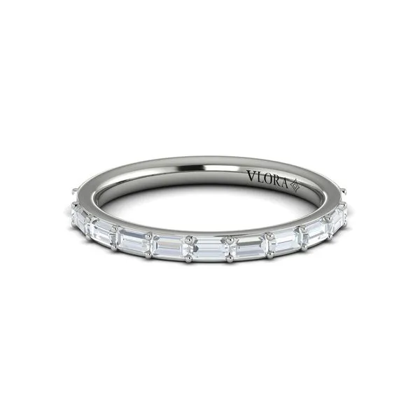 White Gold Diamon Baguette Wedding Band Image 2 Mitchell's Jewelry Norman, OK