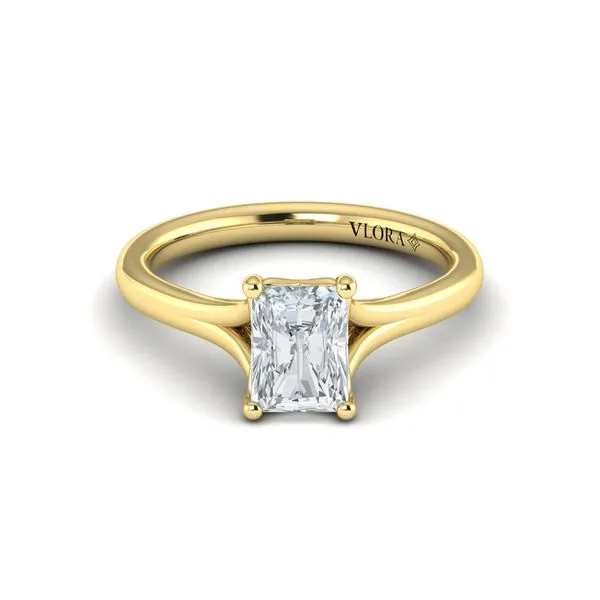 Yellow Gold Emerald Cut Solitaire Engagement Ring Image 2 Mitchell's Jewelry Norman, OK