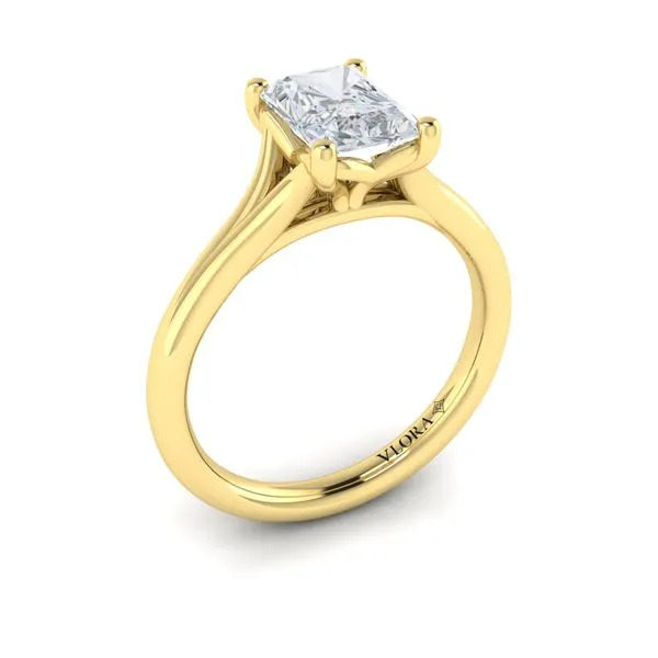 Yellow Gold Emerald Cut Solitaire Engagement Ring Image 3 Mitchell's Jewelry Norman, OK