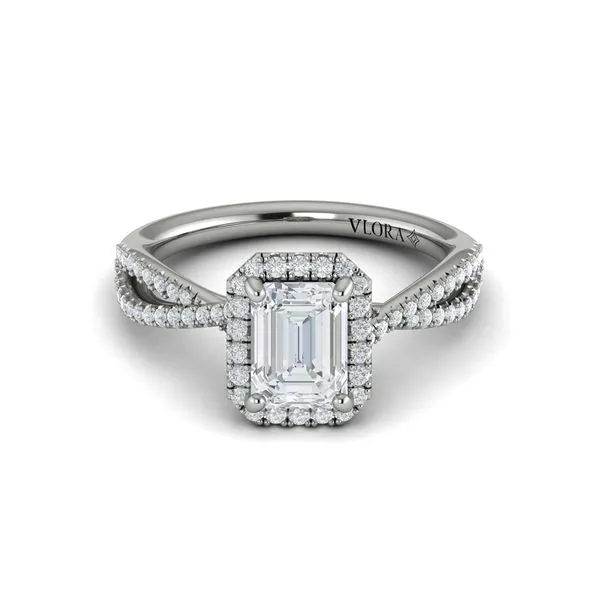 Emerald Cut Twist Band Engagement Ring Image 2 Mitchell's Jewelry Norman, OK