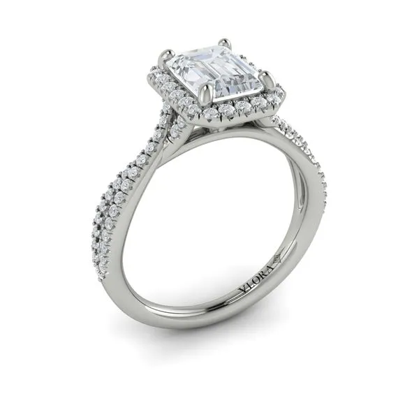 Emerald Cut Twist Band Engagement Ring Image 3 Mitchell's Jewelry Norman, OK