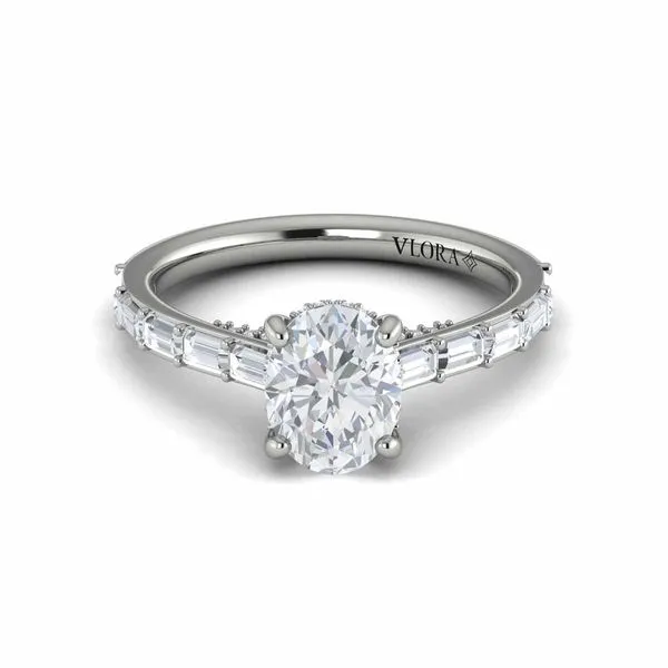 White Gold Engagement Ring With Baguette Accents Image 2 Mitchell's Jewelry Norman, OK
