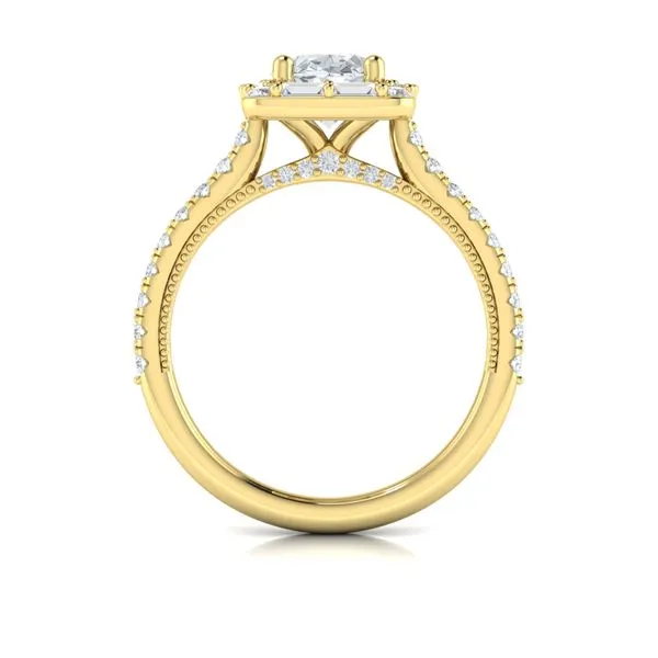 Yellow Gold Engagement Ring With Baguette And Round Diamond Halo Mitchell's Jewelry Norman, OK