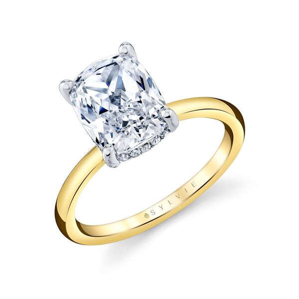 Elongated Cushion Cut Hidden Halo Engagement Ring By Sylvie Mitchell's Jewelry Norman, OK