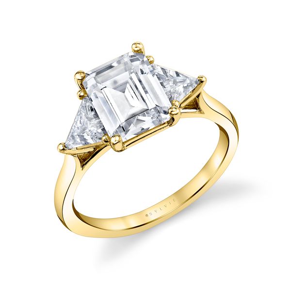 Emerald CutThree Stone Engagement Ring - Teresia By Sylvie Mitchell's Jewelry Norman, OK