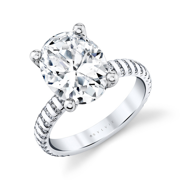 Oval Diamond Accented Engagement Ring By Sylvie Mitchell's Jewelry Norman, OK