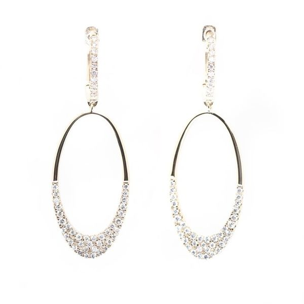 Oval Half Dipped Diamond Drop Earrings by AGI Mitchell's Jewelry Norman, OK