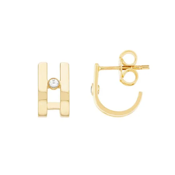 Diamond Huggie J Hoop Earrings by Midas Mitchell's Jewelry Norman, OK