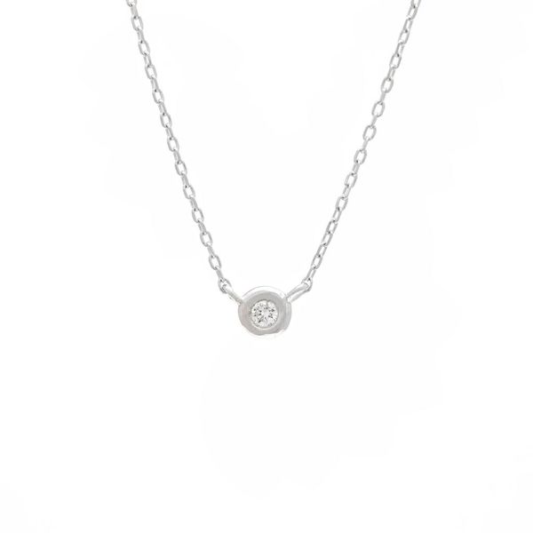 White Gold Fashion Round Bezel Diamond Necklace Mitchell's Jewelry Norman, OK