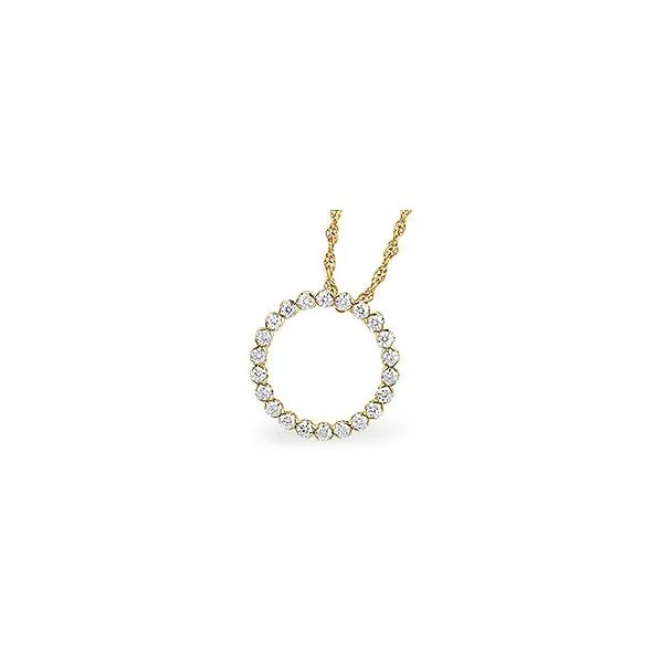 Circlular Diamond Pendant in Yellow Gold by Allison Kaufman Mitchell's Jewelry Norman, OK