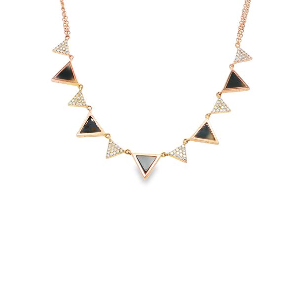 Rose Gold Onyx And Diamond Necklace Mitchell's Jewelry Norman, OK