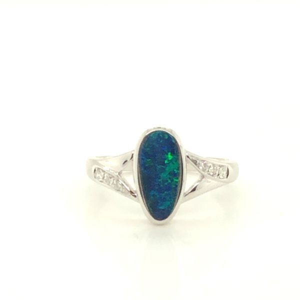 Boulder Opal and Diamond Ring by Queenstone Opal Mitchell's Jewelry Norman, OK