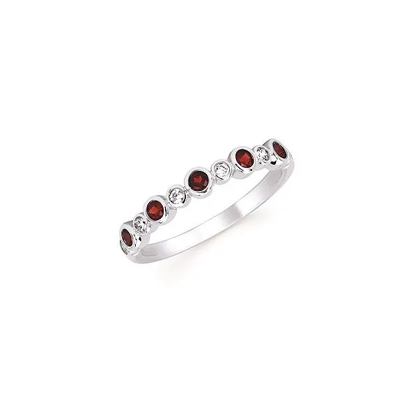Diamond And Garnet Fashion Ring In 14 Karat White Gold Mitchell's Jewelry Norman, OK