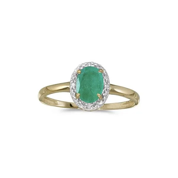 Yellow Gold Oval Emerald And Diamond Ring Mitchell's Jewelry Norman, OK