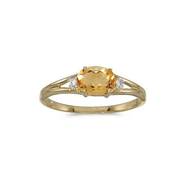 Yellow Gold Oval Citrine And Diamond Ring Mitchell's Jewelry Norman, OK