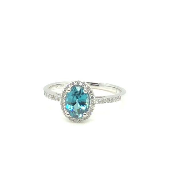 Blue Zircon and Diamond Ring Mitchell's Jewelry Norman, OK