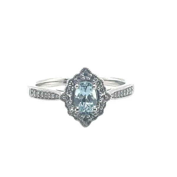 White Gold Aquamarine And Diamond Fashion Ring Mitchell's Jewelry Norman, OK