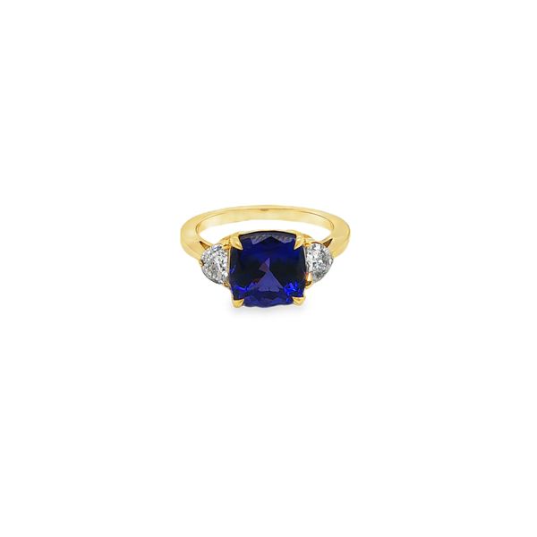 Tanzanite And Half Moon Diamond 3 Stone Ring Image 2 Mitchell's Jewelry Norman, OK