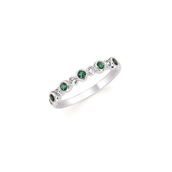 Diamond And Created Emerald Fashion Ring In White Gold Mitchell's Jewelry Norman, OK
