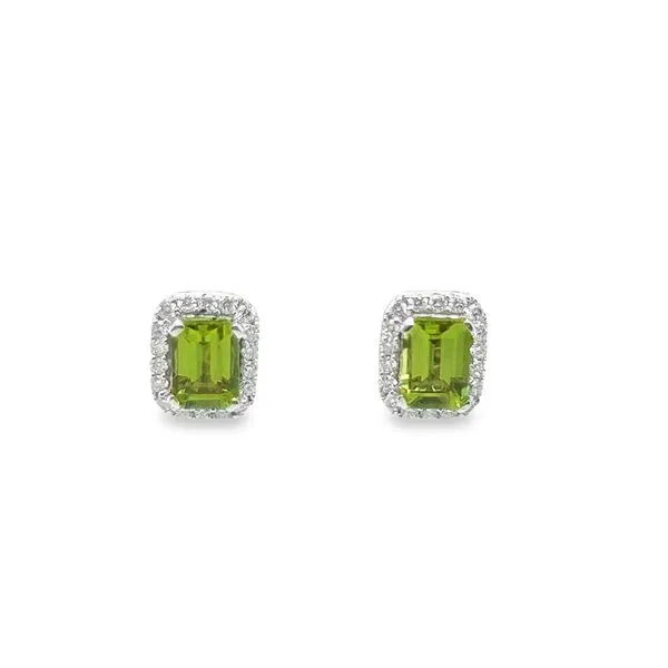Peridot and Diamond Halo Earrings Mitchell's Jewelry Norman, OK