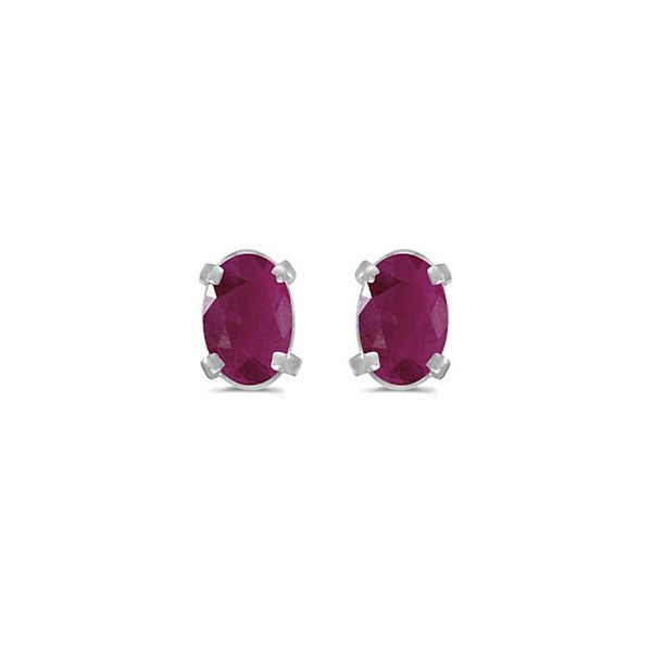 Ruby Stud Earrings in White Gold Mitchell's Jewelry Norman, OK