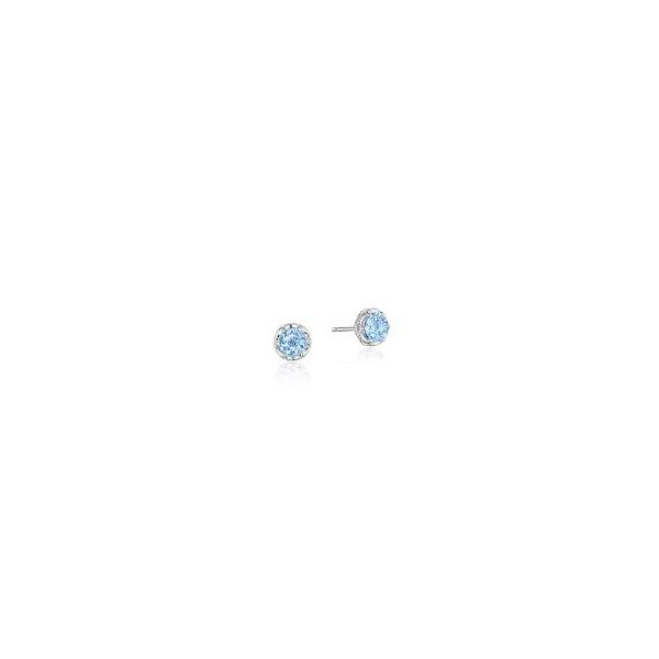 Petite Crescent Crown Studs featuring Swiss Blue Topaz by Tacori Mitchell's Jewelry Norman, OK