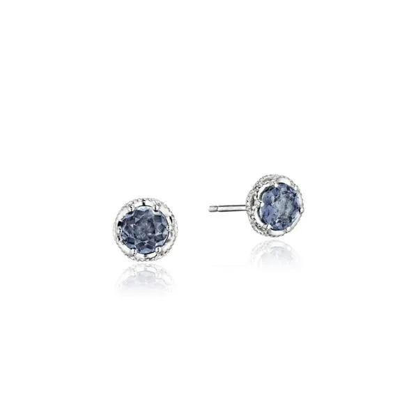 Petite Crescent Crown Studs featuring London Blue Topaz Mitchell's Jewelry Norman, OK
