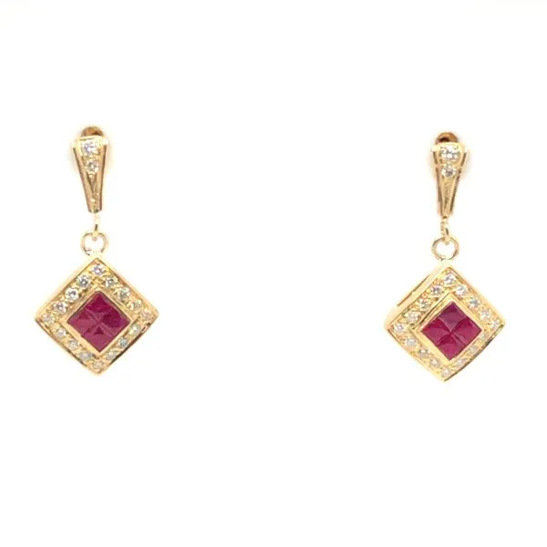 Ruby and Diamond Drop Earrings Mitchell's Jewelry Norman, OK