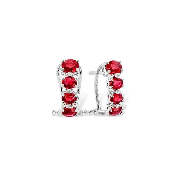 Ruby and Diamond Huggie Earrings by Allison Kaufman Mitchell's Jewelry Norman, OK